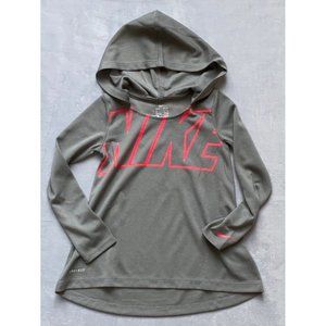Nike Dri Fit gray hooded hoodie shirt neon Pink logo L Large 6X NWOT hi low